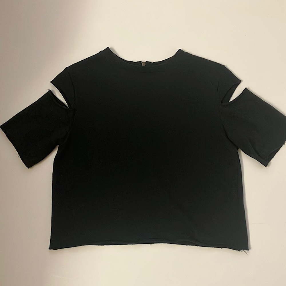 H&M distressed Forrest Green grunge style cropped sweatshirt